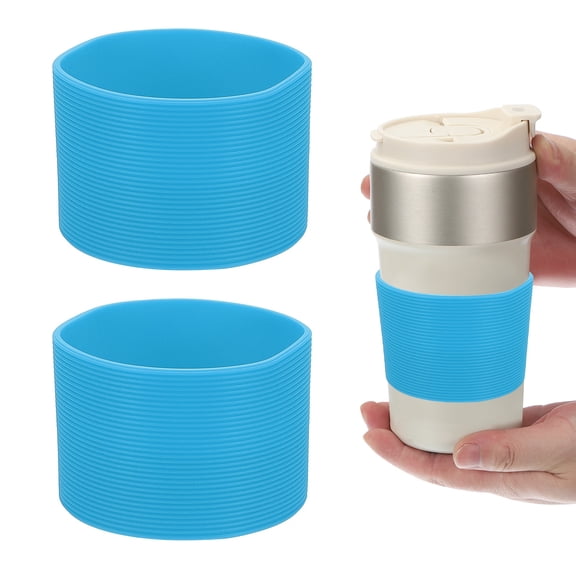 Uxcell 2Pcs Silicone Water Bottle Boot, Silicone Cup Protector, Anti-Slip Protective Sleeve Bottom Accessory for Stainless Steel Water Bottles, Sky Blue