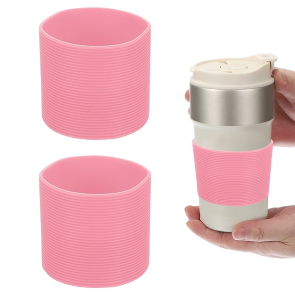 Uxcell 2Pcs Silicone Water Bottle Boot, Silicone Cup Protector, Anti-Slip Protective Sleeve Bottom Accessory for Stainless Steel Water Bottle, Pink
