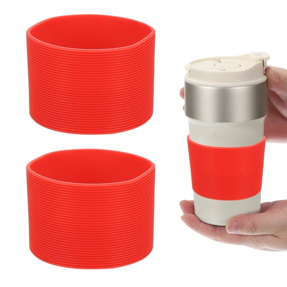 Uxcell 2Pcs Silicone Water Bottle Boot, Silicone Cup Protector, Anti-Slip Protective Sleeve Bottom Accessory for Stainless Steel Water Bottles, Red