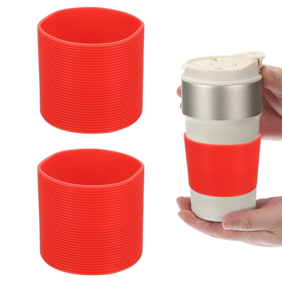 Uxcell 2Pcs Silicone Water Bottle Boot, Silicone Cup Protector, Anti-Slip Protective Sleeve Bottom Accessory for Stainless Steel Water Bottles,Red