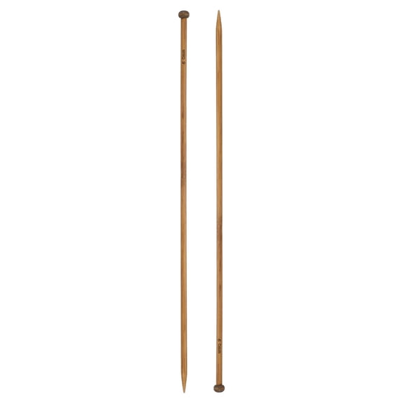 Uxcell 2Pcs Single Pointed Knitting Needles Size US 10 (6mm) 16" Long Carbonized Bamboo Straight Knitting Needles for Beginners Handmade Creative DIY Craft Yarn Projects