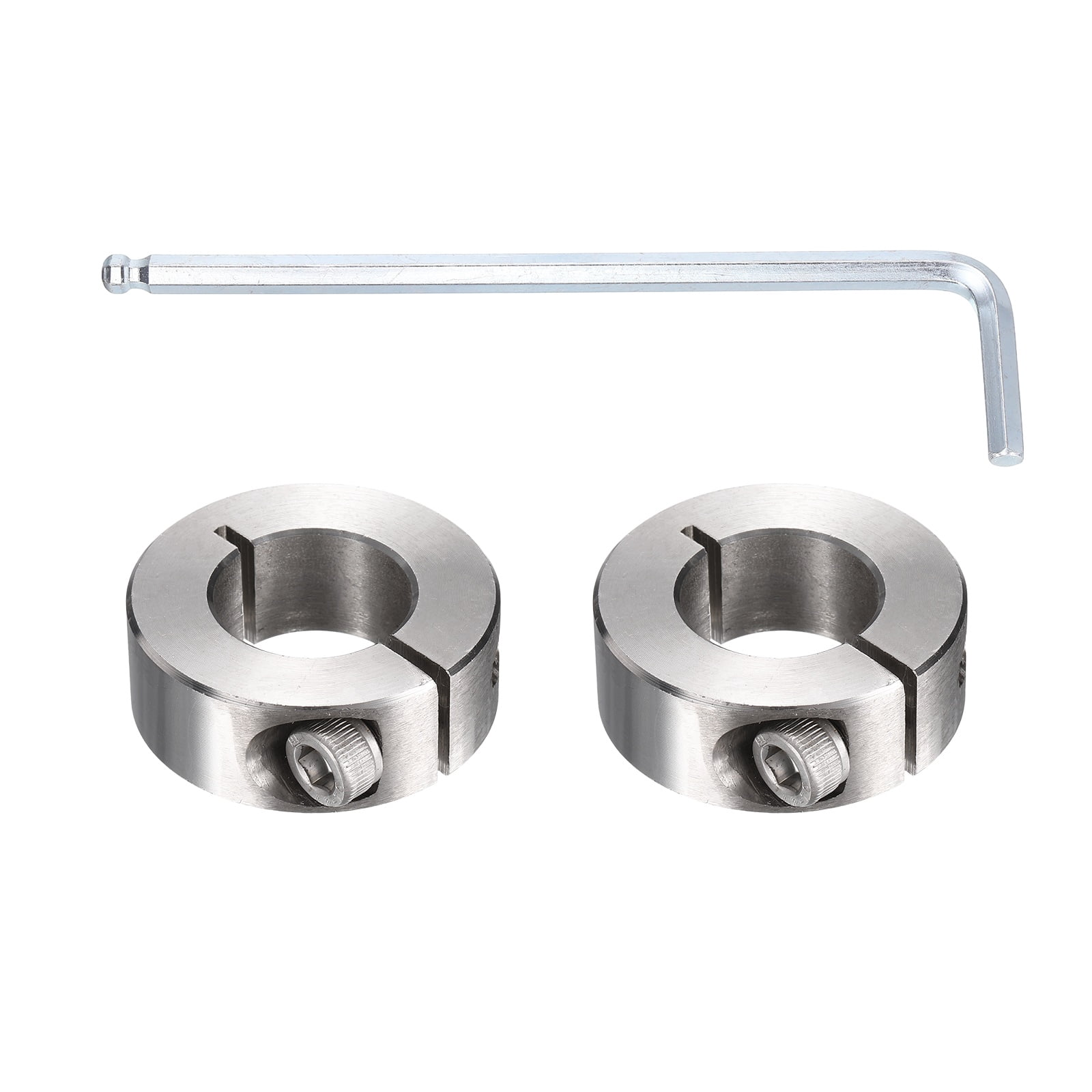 Uxcell 2Pcs Single Split Shaft Collars, 22mm Bore 304 Stainless Steel One-Piece Clamping Collar 42mm OD 15mm Thick Locking Clamp with Set Screw for Industry Machine Tools, Silver