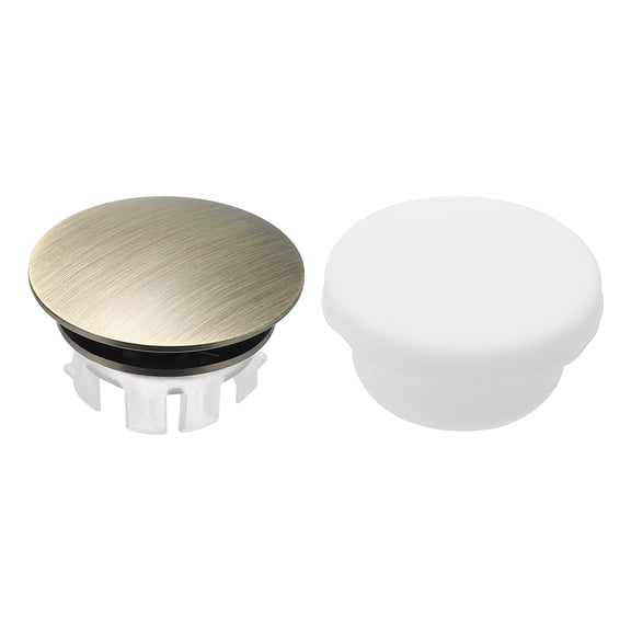 Uxcell 2Pcs Sink Overflow Ring, Universal Sink Overflow Drain Cover, Insert in Hole Double Layer Cap Round Caps for Bathroom Kitchen Basin Wash Basin, Bronze/White