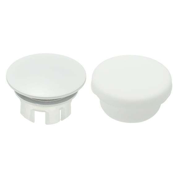 Uxcell 2Pcs Sink Overflow Ring, Universal Sink Overflow Drain Cover, Insert in Hole Double Layer Cap Round Caps for Bathroom Kitchen Basin Wash Basin, White/White