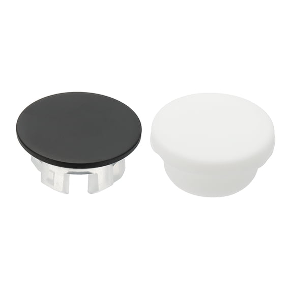 Uxcell 2Pcs Sink Overflow Ring, Universal Sink Overflow Drain Cover, Insert in Hole Single Layer Cap Round Caps for Bathroom Kitchen Basin Wash Basin, Black/White