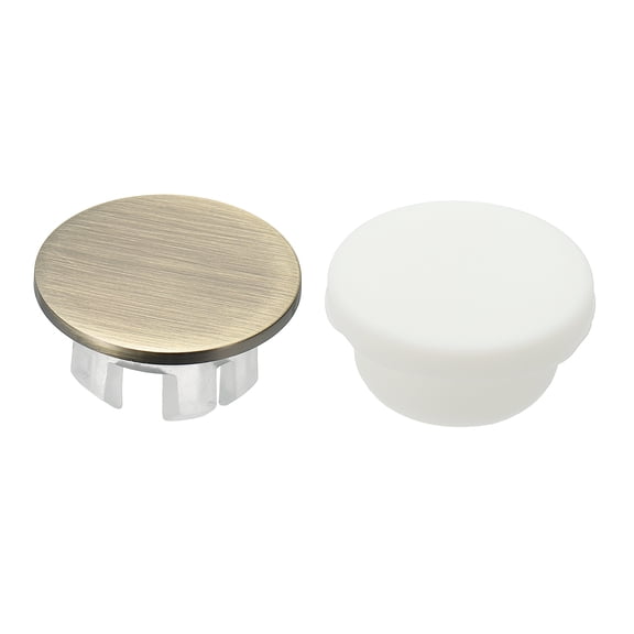 Uxcell 2Pcs Sink Overflow Ring, Universal Sink Overflow Drain Cover, Insert in Hole Single Layer Cap Round Caps for Bathroom Kitchen Basin Wash Basin, Bronze/White