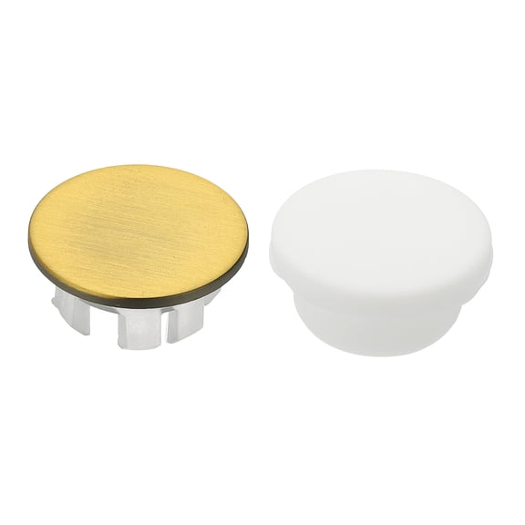 Uxcell 2Pcs Sink Overflow Ring, Universal Sink Overflow Drain Cover, Insert in Hole Single Layer Cap Round Caps for Bathroom Kitchen Basin Wash Basin, Yellow Bronze/White