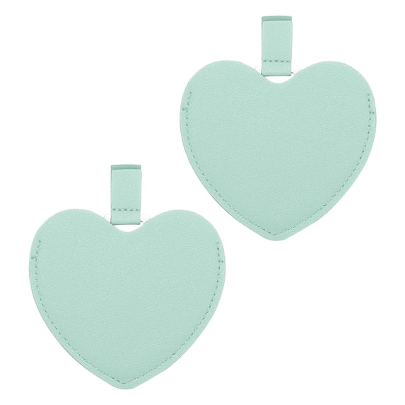 Uxcell 2Pcs Small Pocket Mirror for Purse, 3.82" x 3.35" Heart Shape Stainless Steel Compact Makeup Mirror with Leather Case, Travel Mirror Handheld Mirror for Women, Girls(Light Green)