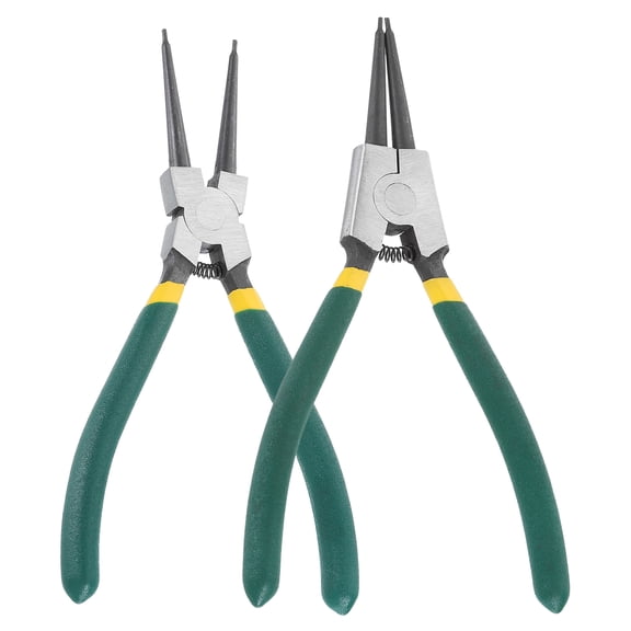 Uxcell 2Pcs Snap Ring Plier 7" Internal/External Circlip Pliers Straight Tip, Green
