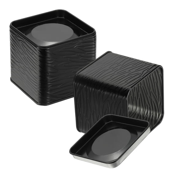 Uxcell 2Pcs Square Tin Can, 2.95inch Metal Empty Storage Container Organizer Candle Jar with Lid for Treats Gifts Favors Loose Tea Coffee Crafts Cookies, Black