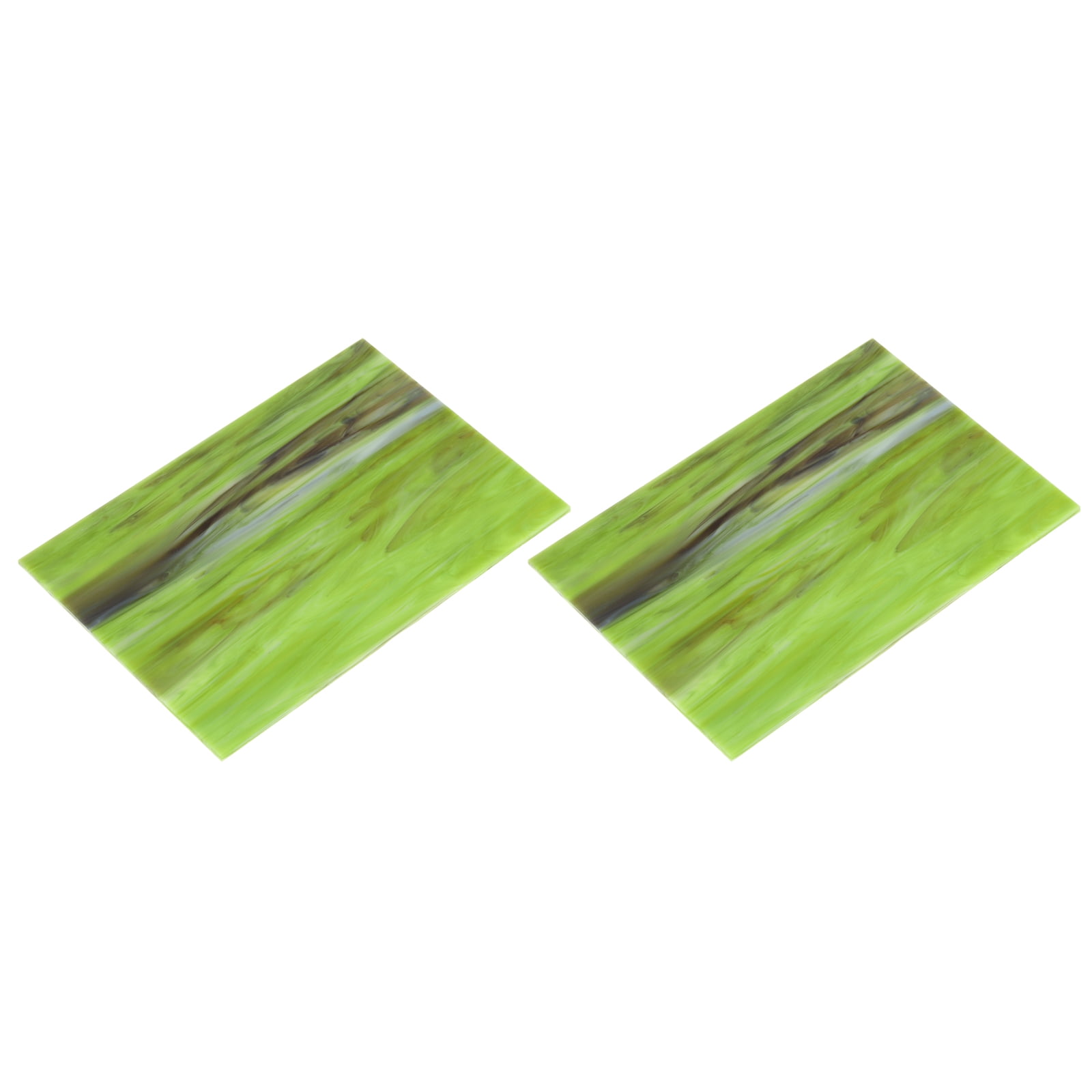 Uxcell 2Pcs Stained Glass Sheet Mosaic Tile Stained Glass Sheets for Crafts DIY Art Project Army Green