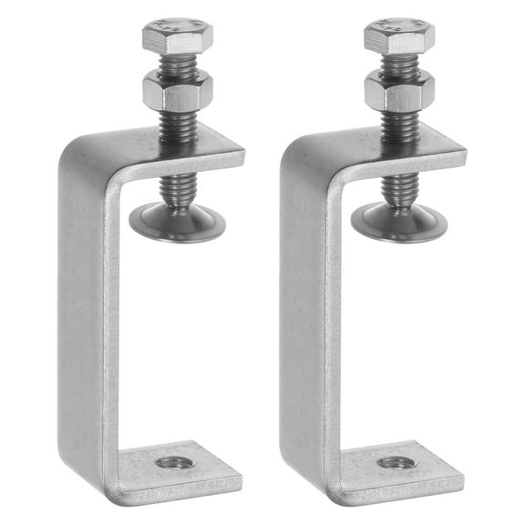 Uxcell 2Pcs Stainless Steel C Clamps 3.35" Wide Jaw Opening Small Metal U Clamp for Woodworking Household Mounting