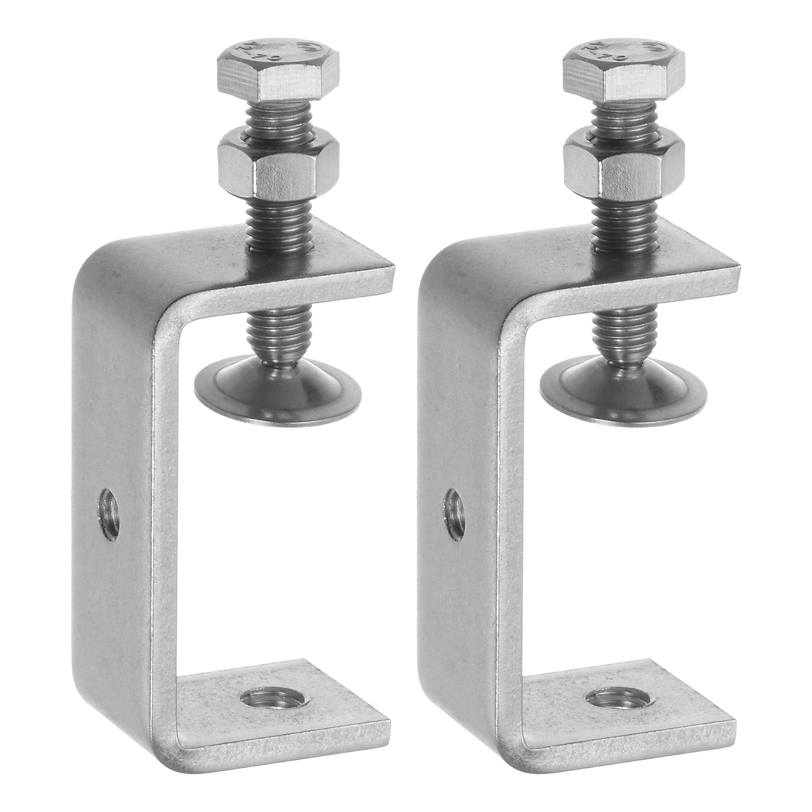 Uxcell 2Pcs Stainless Steel C Clamps 65mm Wide Jaw Opening Small Metal U Clamp for Woodworking Household Mounting