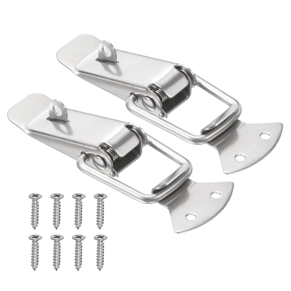 Uxcell 2Pcs Stainless Steel Spring Loaded Toggle Latch, 3.5" Tool Box Catch Hasp Clamp Lock with Mounting Hole and Screw