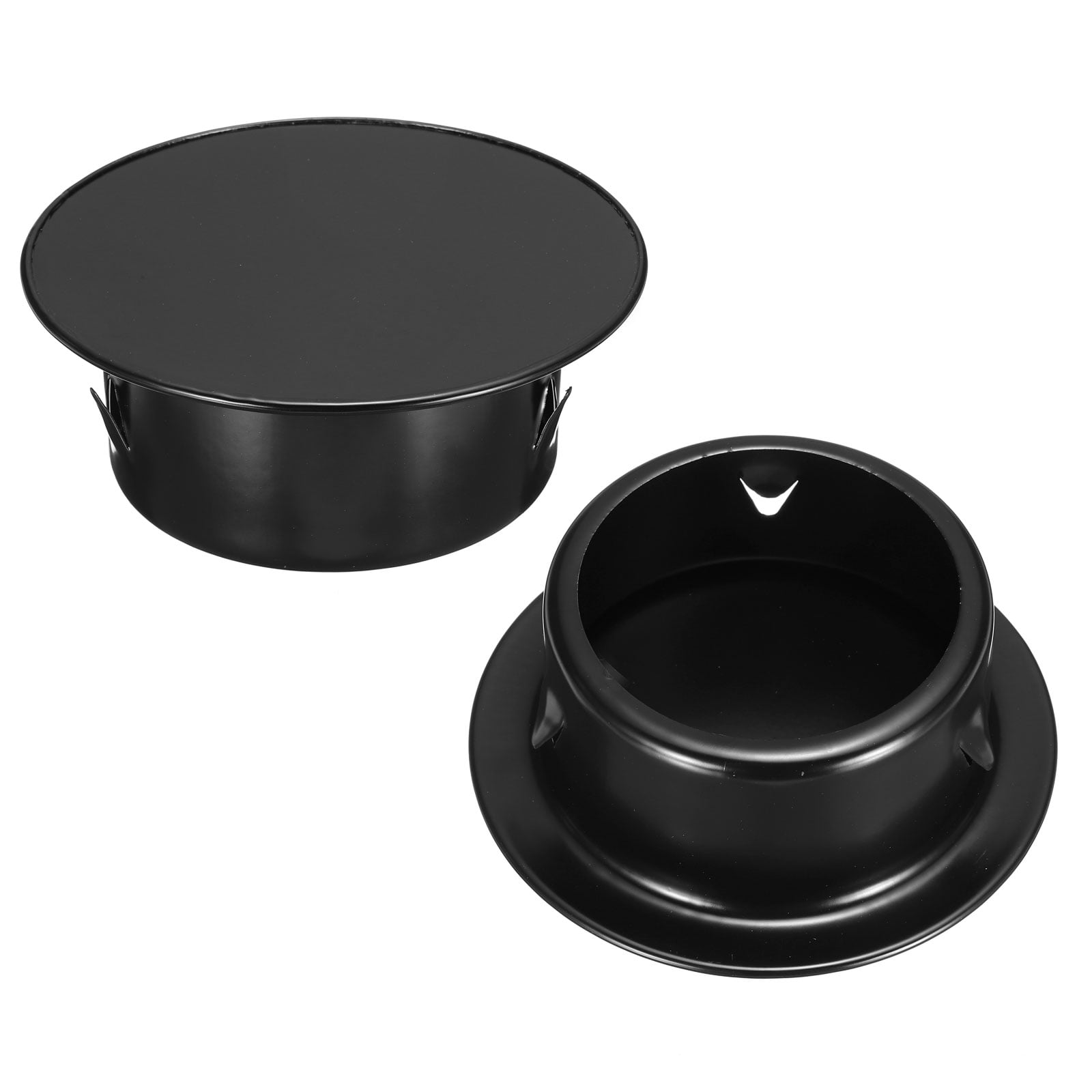 Uxcell 2Pcs Stainless Steel Tee Cap (3"/75mm OD, Black) - Round Dryer Vent Cover Dryer Duct Metal End Cap Plug for Indoor and Outdoor Pipe