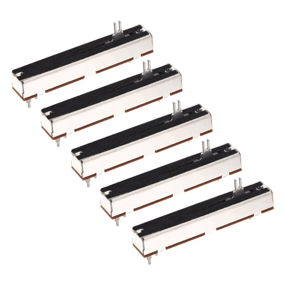 Uxcell 2Pcs Straight Double Linear Slide Potentiometer 6 Pin B100Kx2 60mm(L) 45mm Travel 4x10mm Handle Fader Variable Resistors Mixer