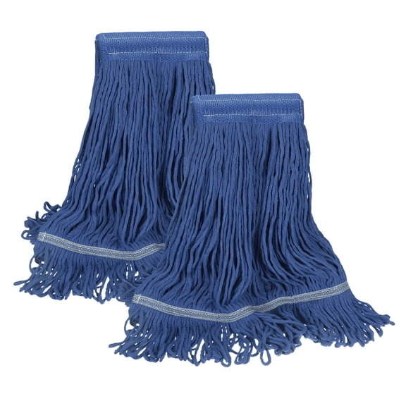 Uxcell 2Pcs String Mop Heads Replacement, Heavy Duty Commercial and Industrial Cotton Looped End String Head Refill Cleaning Dry and Wet Use Washable for General and Floor Cleaning, Blue