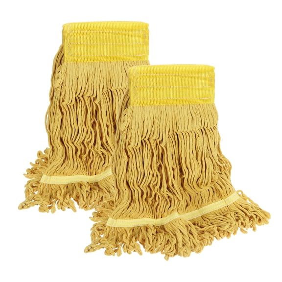 Uxcell 2Pcs String Mop Heads Replacement, Heavy Duty Commercial and Industrial Cotton Looped End String Head Refill Cleaning Dry and Wet Use Washable for General Floor Cleaning, Yellow