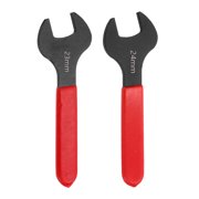 Uxcell 2Pcs Super Thin Single Open End Wrench 23mm/24mm Metric Carbon Steel Slim Wrench 15 Degree Angle Open Ended Ultra Thin Mechanic Spanner with Plastic Handle for Tight Space, Red