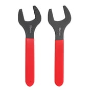 Uxcell 2Pcs Super Thin Single Open End Wrench 35mm/36mm Metric Carbon Steel Slim Wrench 15 Degree Angle Open Ended Ultra Thin Mechanic Spanner with Plastic Handle for Tight Space, Red
