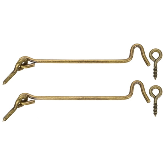 Uxcell 2Pcs Swivel Cabin Hook and Eye Latch, 6" Solid Brass Door and Window Locks Eye Latch Hook with Mounting Screws for Wood Window Closet Cabinet, Bronze