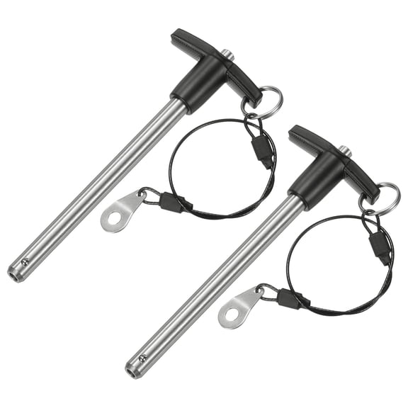 Uxcell 2Pcs T Handle Lock Pins 9.5mm Dia. 100mm Usage Long Push-Button Ball Locking Pin