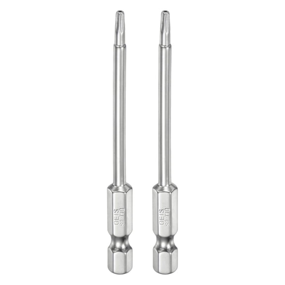 Uxcell 2Pcs T10 Security Torx Bit 1/4" Hex Shank 3" S2 Steel Magnetic Tamper Resistant Star Bits Torx Head with Hole