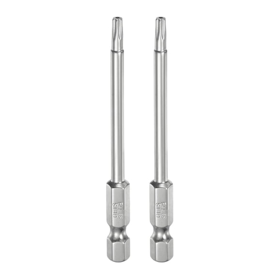 Uxcell 2Pcs T15 Security Torx Bit 1/4" Hex Shank 3" S2 Steel Magnetic Tamper Resistant Star Bits Torx Head with Hole