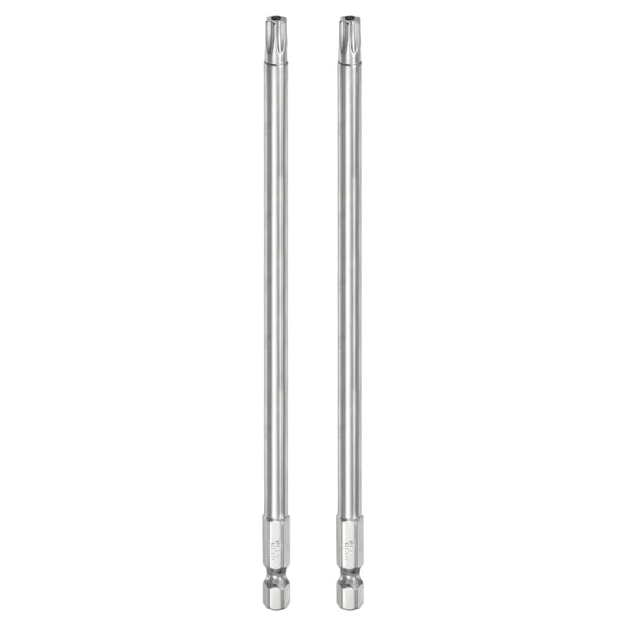 Uxcell 2Pcs T30 Security Torx Bit 1/4" Hex Shank 6" S2 Steel Magnetic Tamper Resistant Star Bits Torx Head with Hole