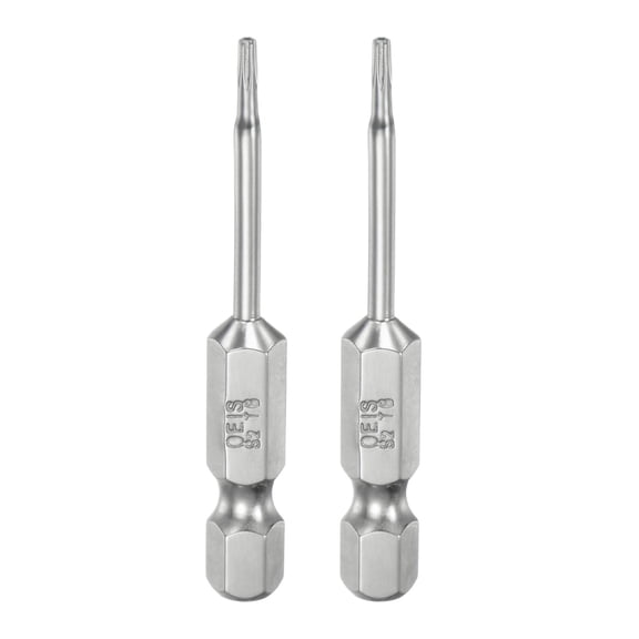 Uxcell 2Pcs T6 Security Torx Bit 1/4" Hex Shank 2" S2 Steel Magnetic Tamper Resistant Star Bits Torx Head with Hole