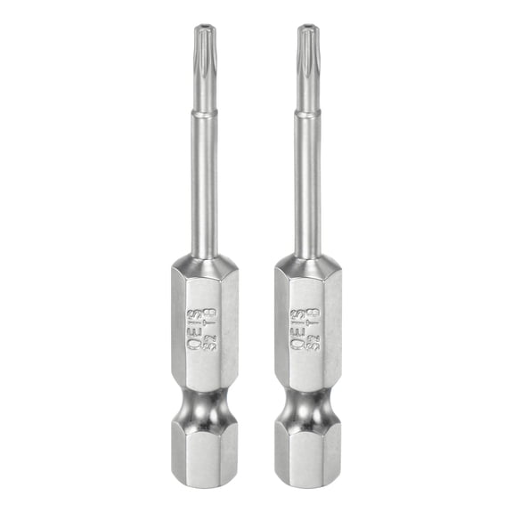 Uxcell 2Pcs T8 Security Torx Bit 1/4" Hex Shank 2" S2 Steel Magnetic Tamper Resistant Star Bits Torx Head with Hole