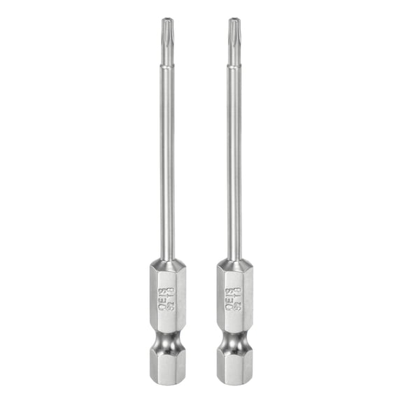 Uxcell 2Pcs T8 Security Torx Bit 1/4" Hex Shank 3" S2 Steel Magnetic Tamper Resistant Star Bits Torx Head with Hole