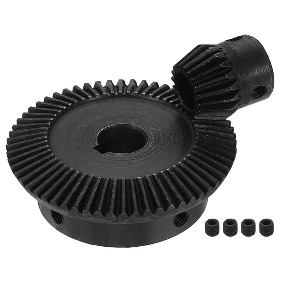 Uxcell 2Pcs Tapered Bevel Gear Set 1Mod 1:3 (20T/60T) 10/12mm Bore,1045 Steel, Harden Steel Straight Bevel Gear W/ Keyway 4 x 1.8mm,90 Degree Steering Motor Gears,for Mechanical Transmission
