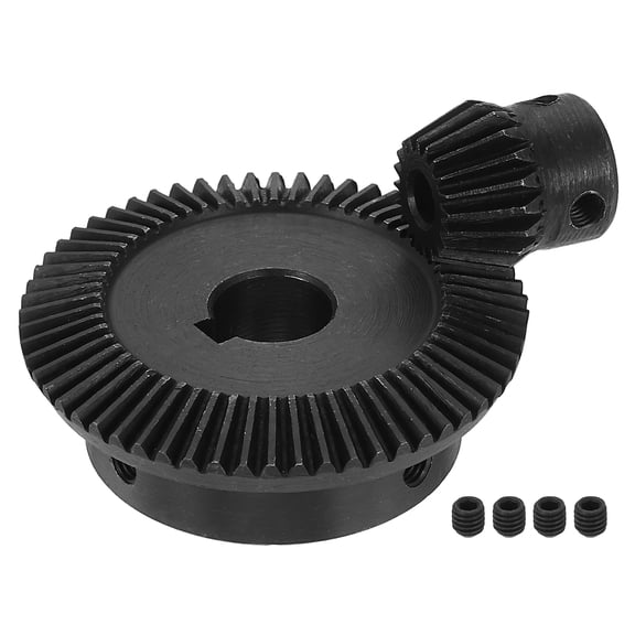 Uxcell 2Pcs Tapered Bevel Gear Set 1Mod 1:3 (20T/60T) 6/14mm Bore,1045 Steel, Harden Steel Straight Bevel Gear W/ Keyway 5 x 2.3mm,90 Degree Steering Motor Gears,for Mechanical Transmission