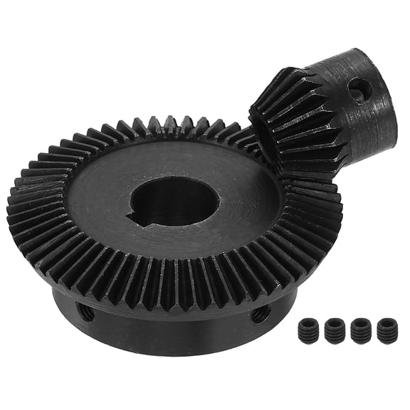 Uxcell 2Pcs Tapered Bevel Gear Set 1Mod 1:3 (20T/60T) 8/15mm Bore,1045 Steel, Harden Steel Straight Bevel Gear W/ Keyway 5 x 2.3mm,90 Degree Steering Motor Gears,for Mechanical Transmission