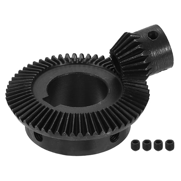 Uxcell 2Pcs Tapered Bevel Gear Set 1Mod 1:3 (20T/60T) 8/25mm Bore,1045 Steel, Harden Steel Straight Bevel Gear W/ Keyway 8 x 3.3mm,90 Degree Steering Motor Gears,for Mechanical Transmission