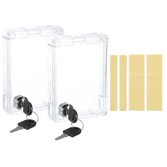 Uxcell 2Pcs Thermostat Lock Box with Keys, (Fit 3.5 x 3.6 x 0.9 Inch) Universal Thermostat Panel Switch Cover Central AC Safety Lock Box Protective Cover on Wall, Clear