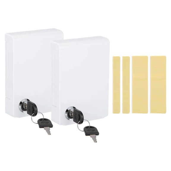 Uxcell 2Pcs Thermostat Lock Box with Keys, (Fit 3.5 x 3.6 x 0.9 Inch) Universal Thermostat Panel Switch Cover Central AC Safety Lock Box Protective Cover on Wall, White