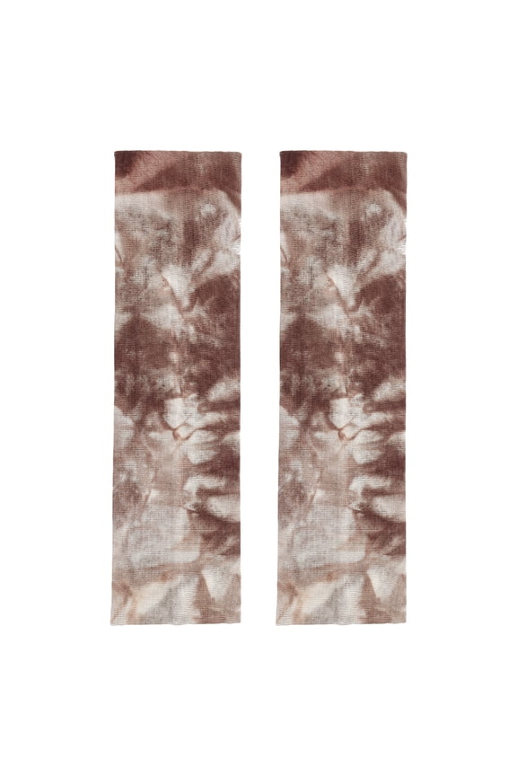 2Pcs Tie Headbands, Tie Dye Elastic Athletic Hair Head Band Tennis Head Tie Non-Slip Hair Band for Women Men Gym Running Yoga Sports, Workout Travel, Brown