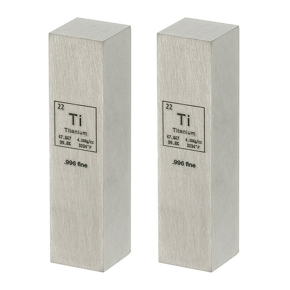 Uxcell 2Pcs Titanium Cube, 0.5x2" Ti Density Stick High Density Element Rod Unique Metal Cube Periodic Table of Elements Collections Lab Experiment Teacher Scientific Classes, Square