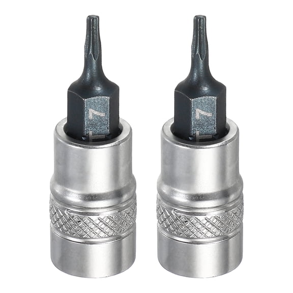 Uxcell 2Pcs Torx Bit Socket 1/4" Drive T7 S2 Steel Torx Head Screwdriver Drill Bits CR-V Steel Socket Adapter for Home Auto Axle Hex Nuts Bolts Repair