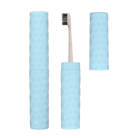 Uxcell 2Pcs Travel Toothbrush Case, 8.1x1.4x1" Portable Travel Toothbrush Holder with Dot, Plastic Toothpaste Container for Bathroom, Gym, Business Trip, Camping, Sky Blue