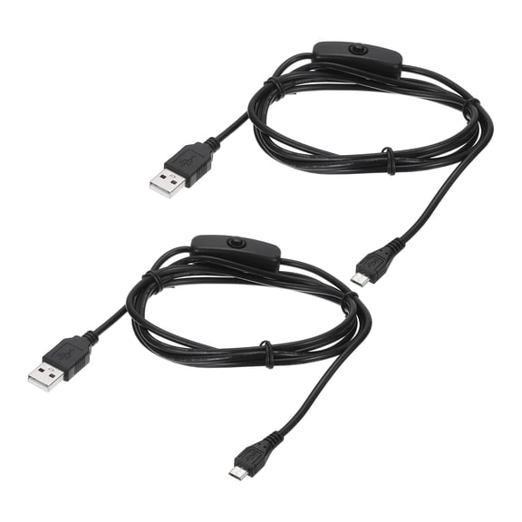 Uxcell 2Pcs USB A Switch Extension Cable, 22AWG Copper Core 3A USB C Male to Female Power Cord with on Off Switch, Charging Cable for LED Strips, LED Desk Lamp, Laptop, Black 59.06