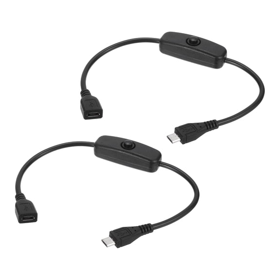 Uxcell 2Pcs USB A Switch Extension Cable, 22AWG Copper Core 3A USB C Male to Female Power Cord with on Off Switch, Charging Cable for LED Strips, LED Desk Lamp, Laptop, Black 11.02