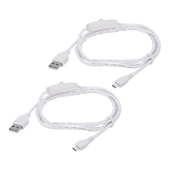 Uxcell 2Pcs USB A Switch Extension Cable, 22AWG Copper Core 3A USB C Male to Female Power Cord with on Off Switch, Charging Cable for LED Strips, LED Desk Lamp, Laptop, White 59.06
