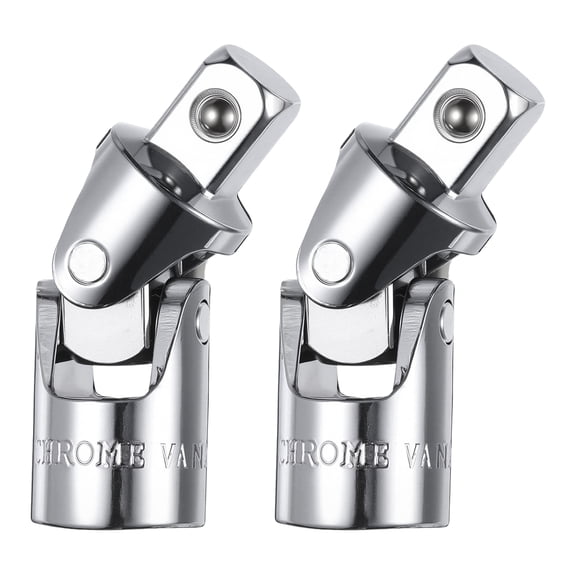 Uxcell 2Pcs Universal Joint Socket Adapter 1/2 Inch 40CR Steel Impact Swivel Socket Adapter Universal Joint for Wrench Driver Tool, Silver