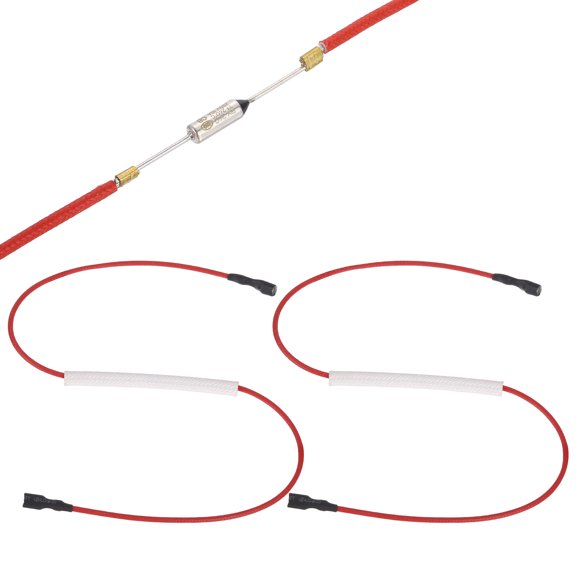 Uxcell 2Pcs Universal Rice Cooker Temperature Fuse, 240C 10A 250V Metal Thermal Fuse with Both End Terminal Fiberglass Sleeving for Electric Pressure Cooker Repair Part