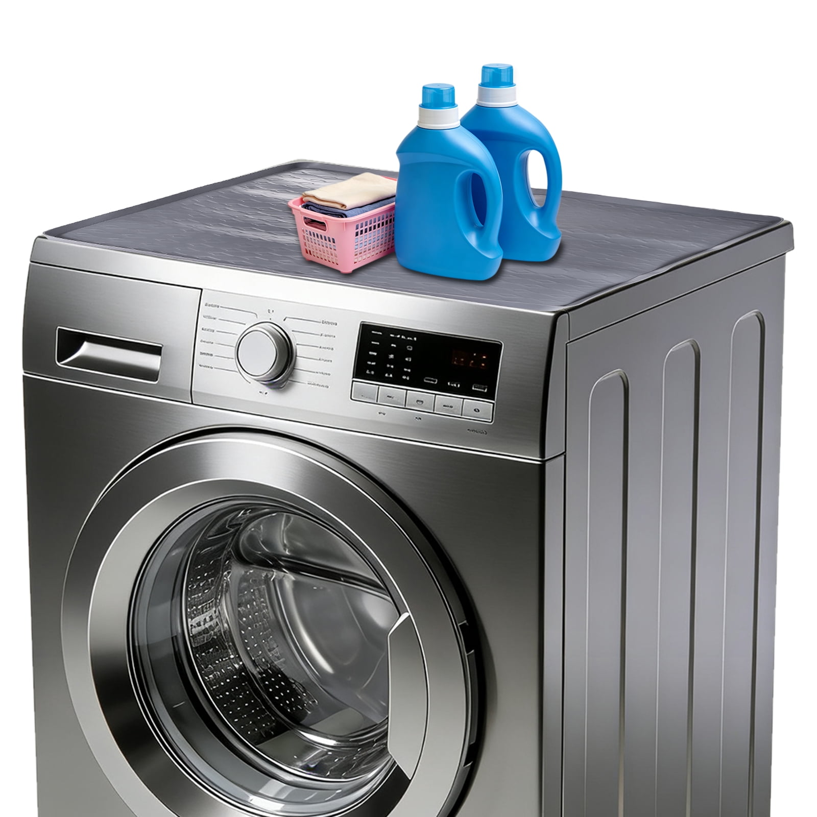 Uxcell 2Pcs Washer and Dryer Top Protector Mat (23.6" x 23.6") - Non-Slip Heat-Resistant Leak-Proof Washable, Silicone Washing Machine Top Cover Pad for Home/Kitchen/Laundry Room, Gray