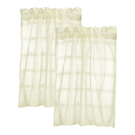 Uxcell 2Pcs Window Valance, 29x24 Inch Valance Curtains for Windows, Beige