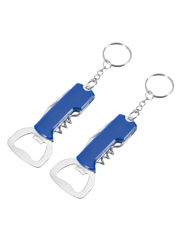 2Pcs Wine Opener Keychain, Multi-Use Waiter's Corkscrew, Compact Home Bar Tool, Blue